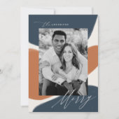 ネイビー&錆抽象芸術形状 |ホリデーフォトカード シーズンカード (正面)