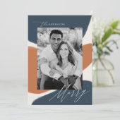 ネイビー&錆抽象芸術形状 |ホリデーフォトカード シーズンカード (スタンド正面)