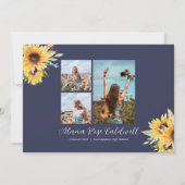 ネイビー+黄色ひまわり卒業写真招待状 招待状 (裏面)