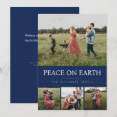 ネイビー 4枚の写真を飾るホリデーカード - ネイビー シーズンカード (正面/裏面)