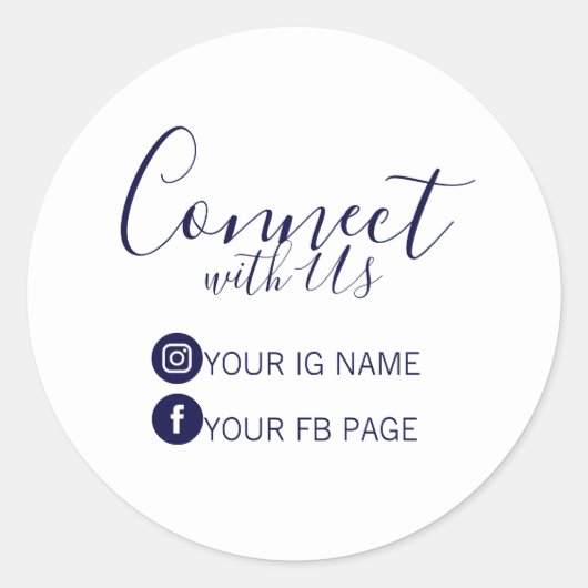 ネイビー | Instagram後を追とFacebookパッケージシール ラウンドシール (正面)