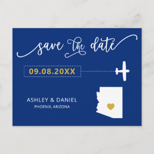 ネイビーArizona Wedding Save the Date Mapはがき ポストカード