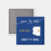 ネイビーArizona Wedding Save the Date Map マグネット (正面/裏面)