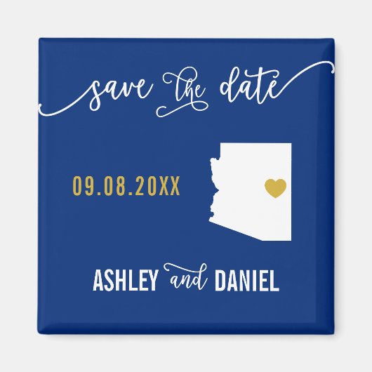ネイビーArizona Wedding Save the Date Map マグネット (正面)