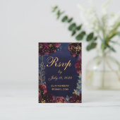 ネイビーBordeauxオンラインRSVPと詳細カード 名刺 (スタンド正面)