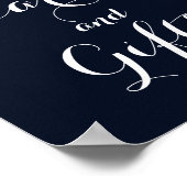 ネイビーBurgundyフローラカードとギフト結婚ズ ポスター (角)