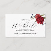 ネイビーBurgundyフローラ結婚のウェブサイト エンクロージャーカード (正面)