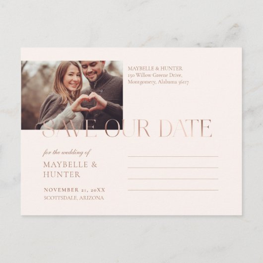 ネイビーBurgundy水彩写真救日付 案内ポストカード (裏面)