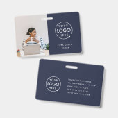 ネイビーIDカード |トレンディーモダン社員の青 バッジ (正面＆裏面)