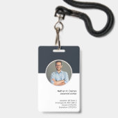ネイビーID |社員の写真ID会社のセキュリティ バッジ (正面(ネックストラップ付))