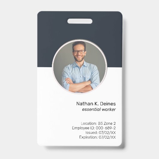 ネイビーID |社員の写真ID会社のセキュリティ バッジ (正面)