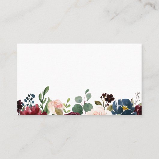 ネイビーMarsalaフローラ結婚のレジストリ挿入カード 名刺 (裏面)