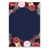ネイビーMarsala Peony結婚の挿入披露宴カード テーブルナンバー (裏面)