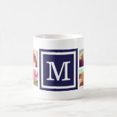 ネイビーMonogram Instagramフォトコラージュマグ コーヒーマグカップ (中央)