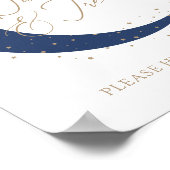 ネイビーOver the Moon Baby Showerスイーツとお菓子 ポスター (角)