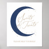 ネイビーOver the Moon Baby Showerスイーツとお菓子 ポスター (正面)