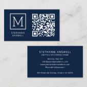 ネイビーQRコードロミニマルゴプロフェッショナル 名刺 (正面/裏面)