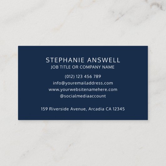 ネイビーQRコードロミニマルゴプロフェッショナル 名刺 (裏面)