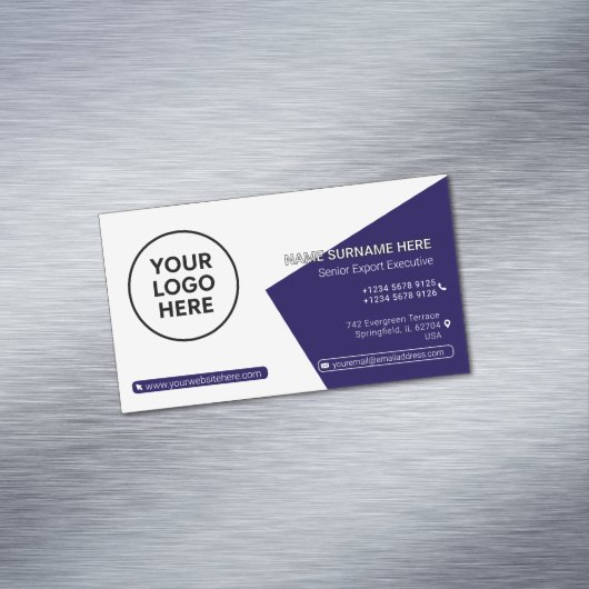 ネイビーQRプロフェッショナル企業のモダン マグネット名刺 (インサイチュ)