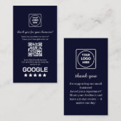 ネイビーQR | Googleレビュー カスタム サンクス リンク 名刺 (正面/裏面)