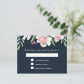 ネイビーRSVPとメニューの白い水仙 出欠カード (スタンド正面)