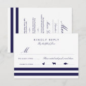 ネイビーRSVPとメニュー 出欠カード (正面/裏面)