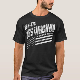 ネイビーUSSバージニアSSN 774米国潜水艦サブマリーナー Tシャツ
