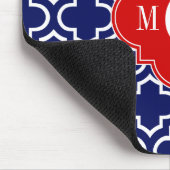 ネイビーWHTモロッコ#6レッド3イニシャルモノグラム マウスパッド (コーナー)