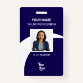 ネイビ企業のー従業員の写真IDセキュリティバッジ バッジ (正面)