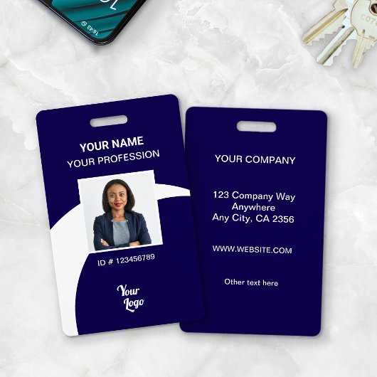 ネイビ企業のー従業員の写真IDセキュリティバッジ バッジ