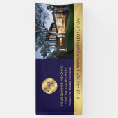 ネイビ企業のー&金ゴールドロゴ広告ビジネスフォト 横断幕 (縦)