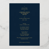 ネイビ伝統的ーエレガント実在とゴールデン写真 箔招待状 (裏面)