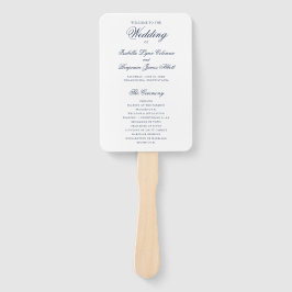 ネイビ伝統的ーブルーフォーマル結婚式 プログラム ハンドファン