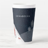 ネイビ伝統的ー素朴レッド冬季メリークリスマス カフェラテマグ (正面)