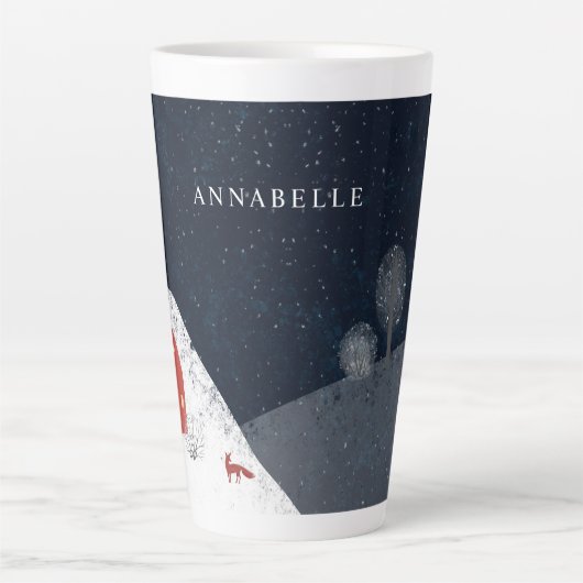 ネイビ伝統的ー素朴レッド冬季メリークリスマス カフェラテマグ (正面)