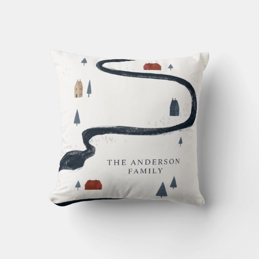 ネイビ伝統的ー素朴レッド冬季メリークリスマス クッション (正面)