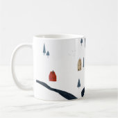 ネイビ伝統的ー素朴レッド冬季メリークリスマス コーヒーマグカップ (左)