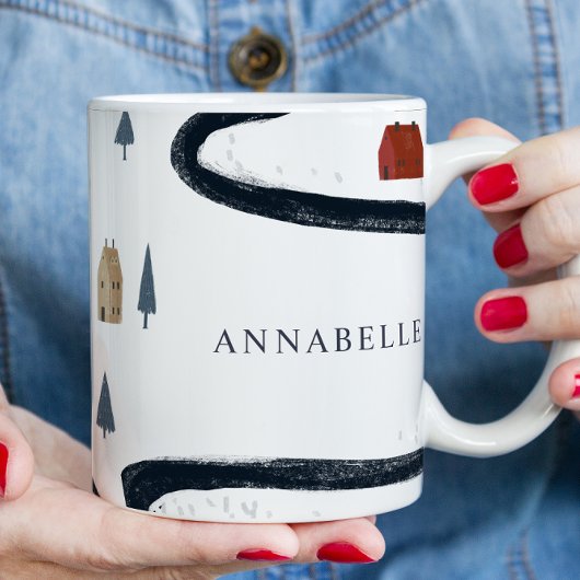 ネイビ伝統的ー素朴レッド冬季メリークリスマス コーヒーマグカップ