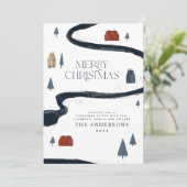 ネイビ伝統的ー素朴レッド冬季メリークリスマス シーズンカード (スタンド正面)