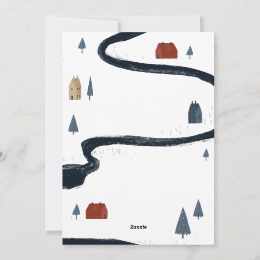 ネイビ伝統的ー素朴レッド冬季メリークリスマス シーズンカード (裏面)