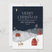 ネイビ伝統的ー素朴レッド冬季メリークリスマス シーズンカード (正面)