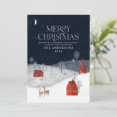 ネイビ伝統的ー素朴レッド冬季メリークリスマス シーズンカード (スタンド正面)