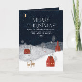 ネイビ伝統的ー素朴レッド冬季メリークリスマス シーズンカード (正面)