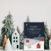 ネイビ伝統的ー素朴レッド冬季メリークリスマス シーズンカード