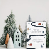 ネイビ伝統的ー素朴レッド冬季メリークリスマス シーズンカード