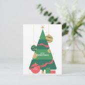 ネイビ伝統的ー素朴レッド冬季メリークリスマス シーズンカード (スタンド正面)