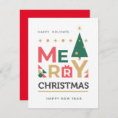 ネイビ伝統的ー素朴レッド冬季メリークリスマス シーズンカード (正面/裏面)