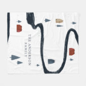 ネイビ伝統的ー素朴レッド冬季メリークリスマス フリースブランケット (正面(横))