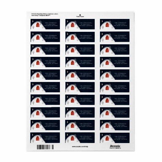 ネイビ伝統的ー素朴レッド冬季メリークリスマス ラベル (フルシート)