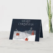 ネイビ伝統的ー素朴1写真メリークリスマスホ シーズンカード (裏面)